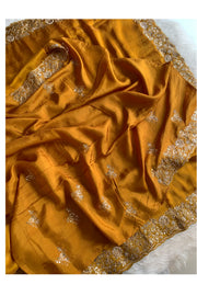 Mustard Habutai Silk Saree 5765 06