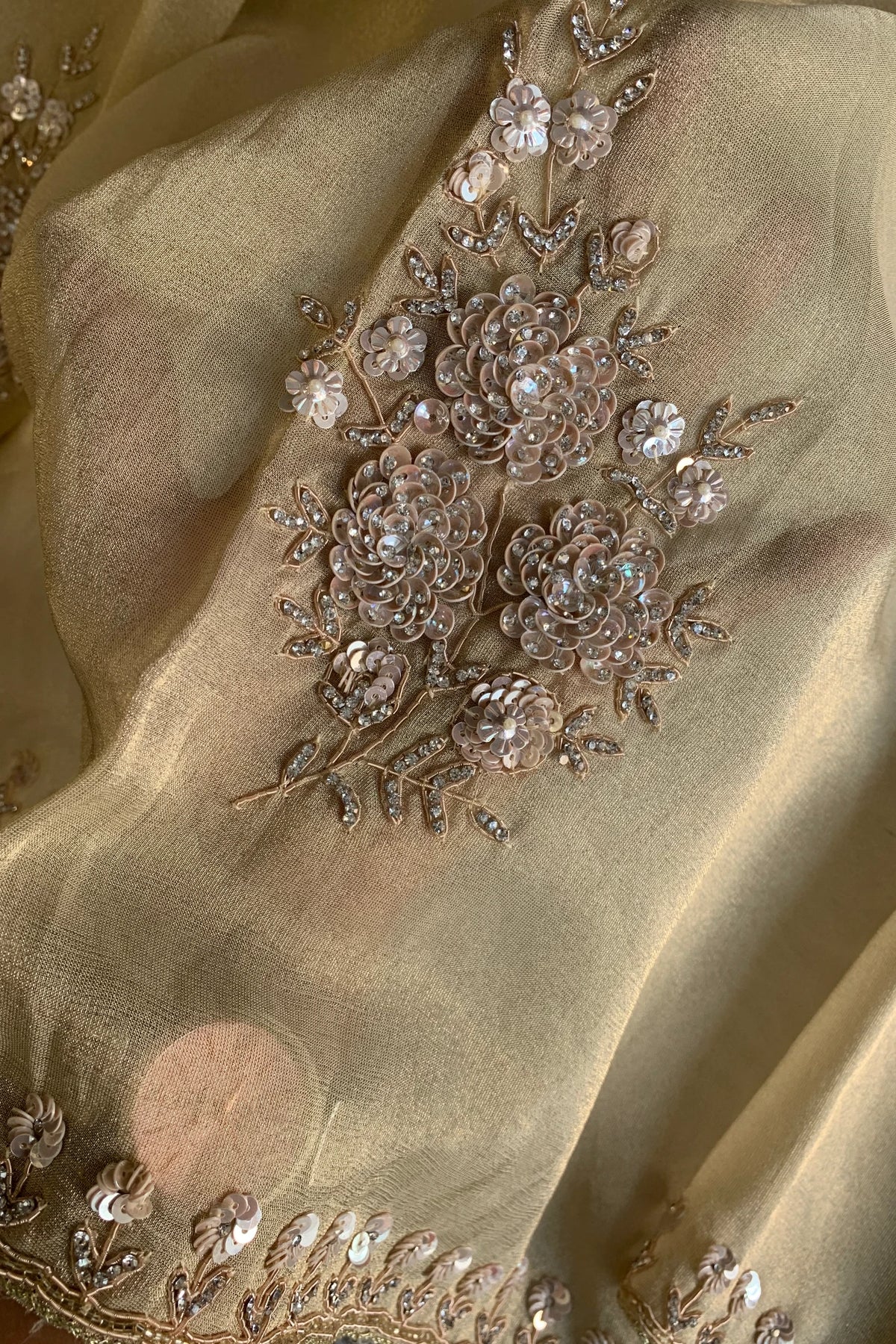 Butter Color Embellished Organza Saree 5755 15