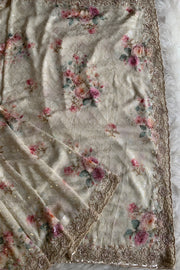 Designer Ivory Sequin Pure Georgette Saree 5758 10 (PRE ORDER)