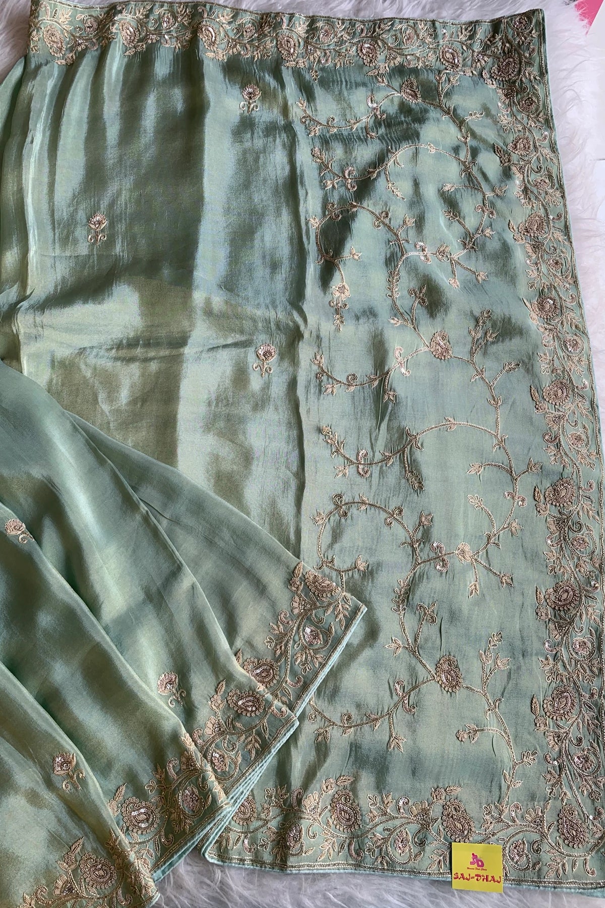 Pista Green Tissue Saree 5520 06