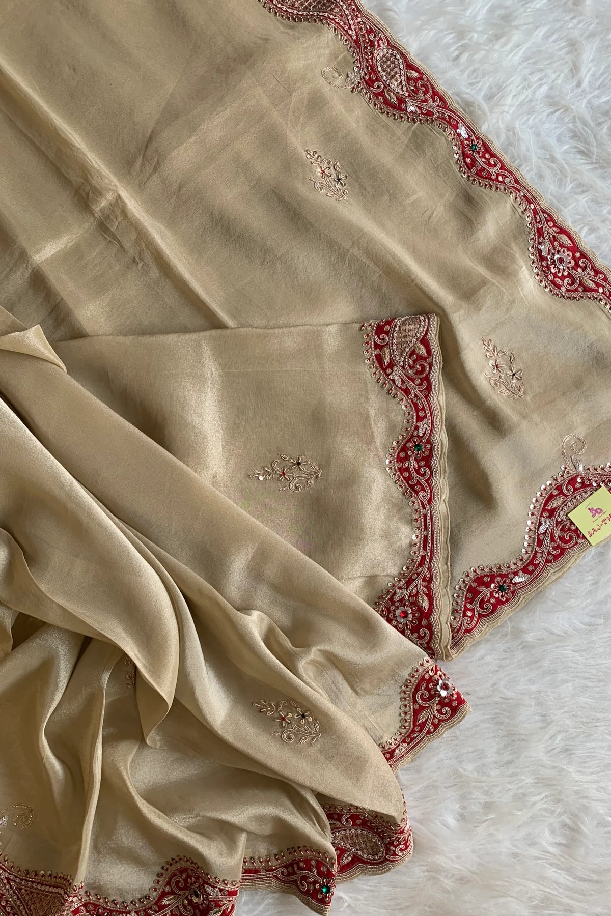 Beige Tissue Saree 5657 12