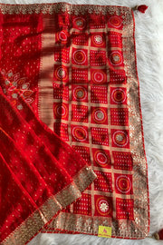 Red Bandhej Russian Silk Saree 5772 10