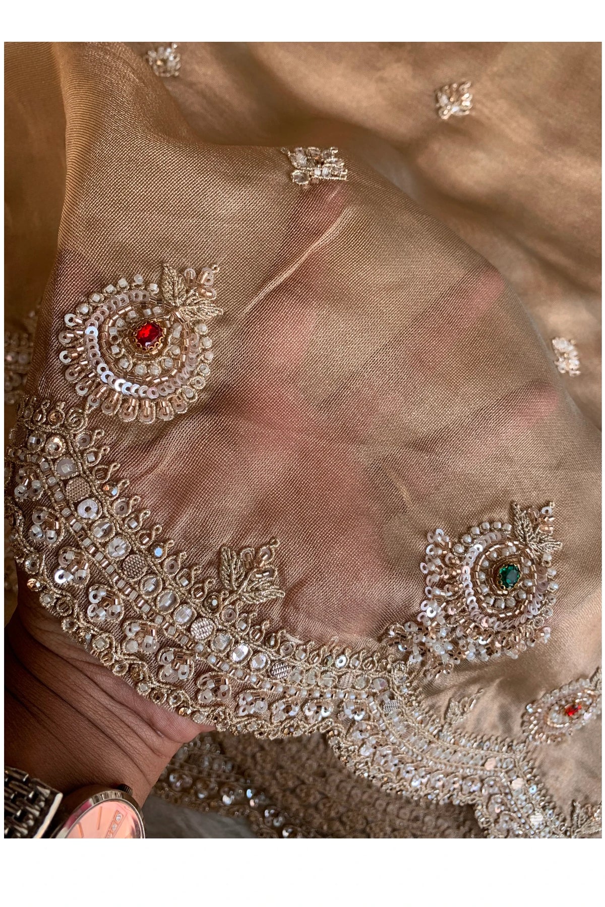 Gold Tissue Organza Saree 5775 03