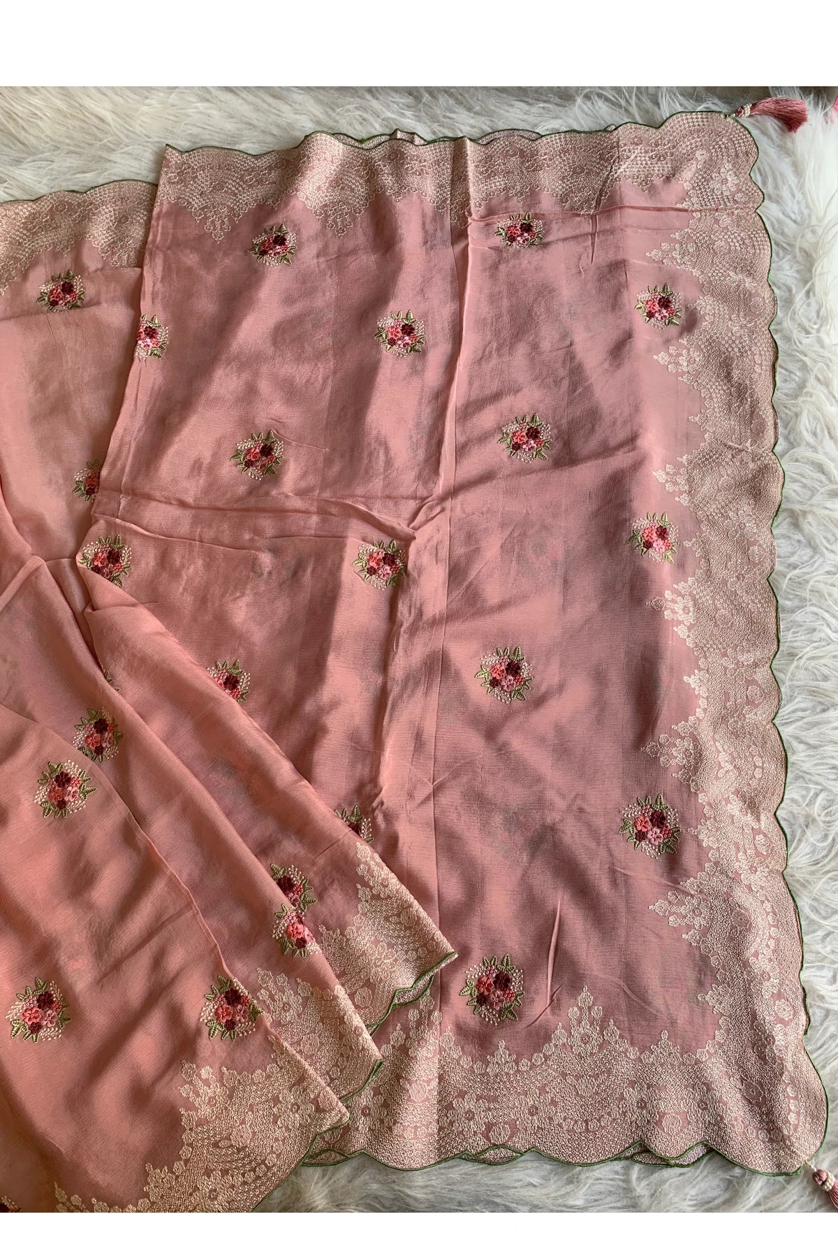 Blush Pink Chinnon Georgette Saree 5655 05