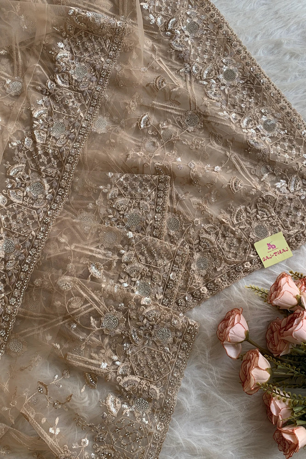 Beige Net Saree 5292 16