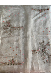 Off White Glass Organza Saree With 3d Sequin Work  5777 11