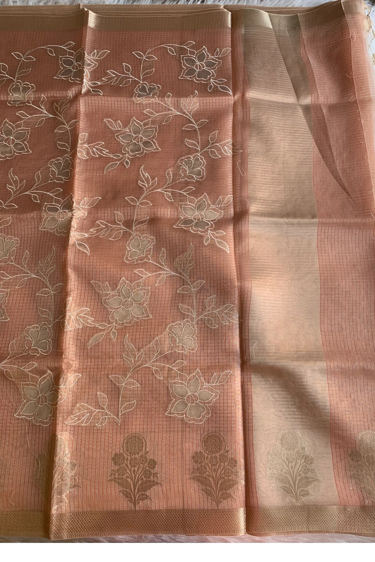 Peach Kota Banarasi Saree 5814 03