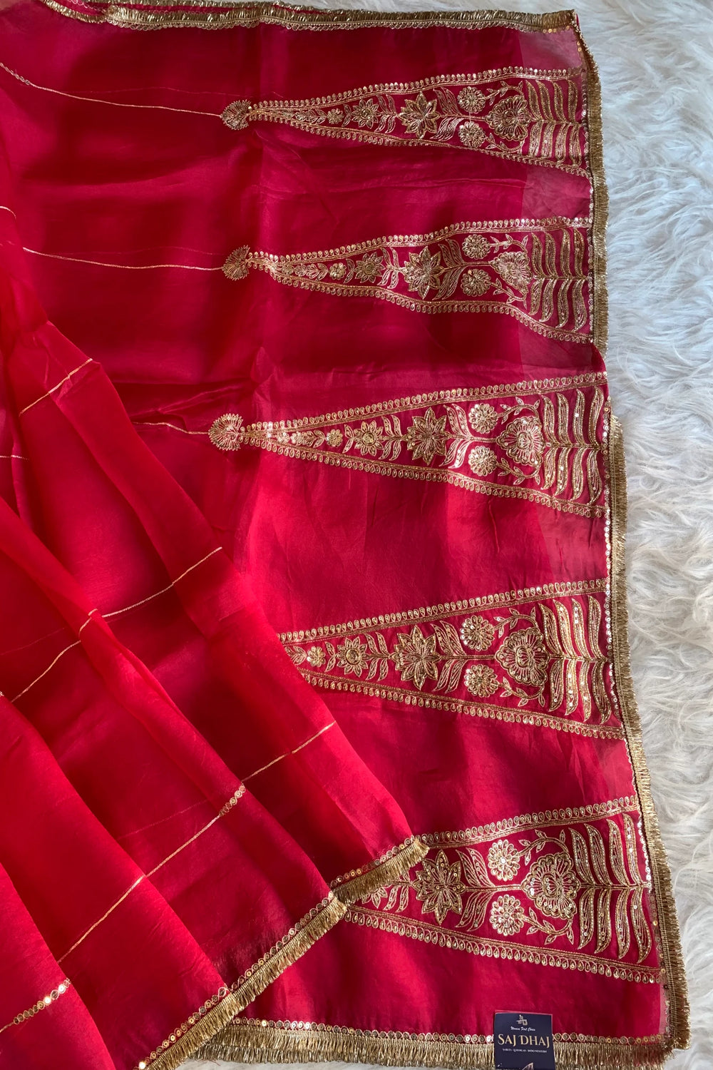 Rani Pink Aari Organza Saree 5851 07