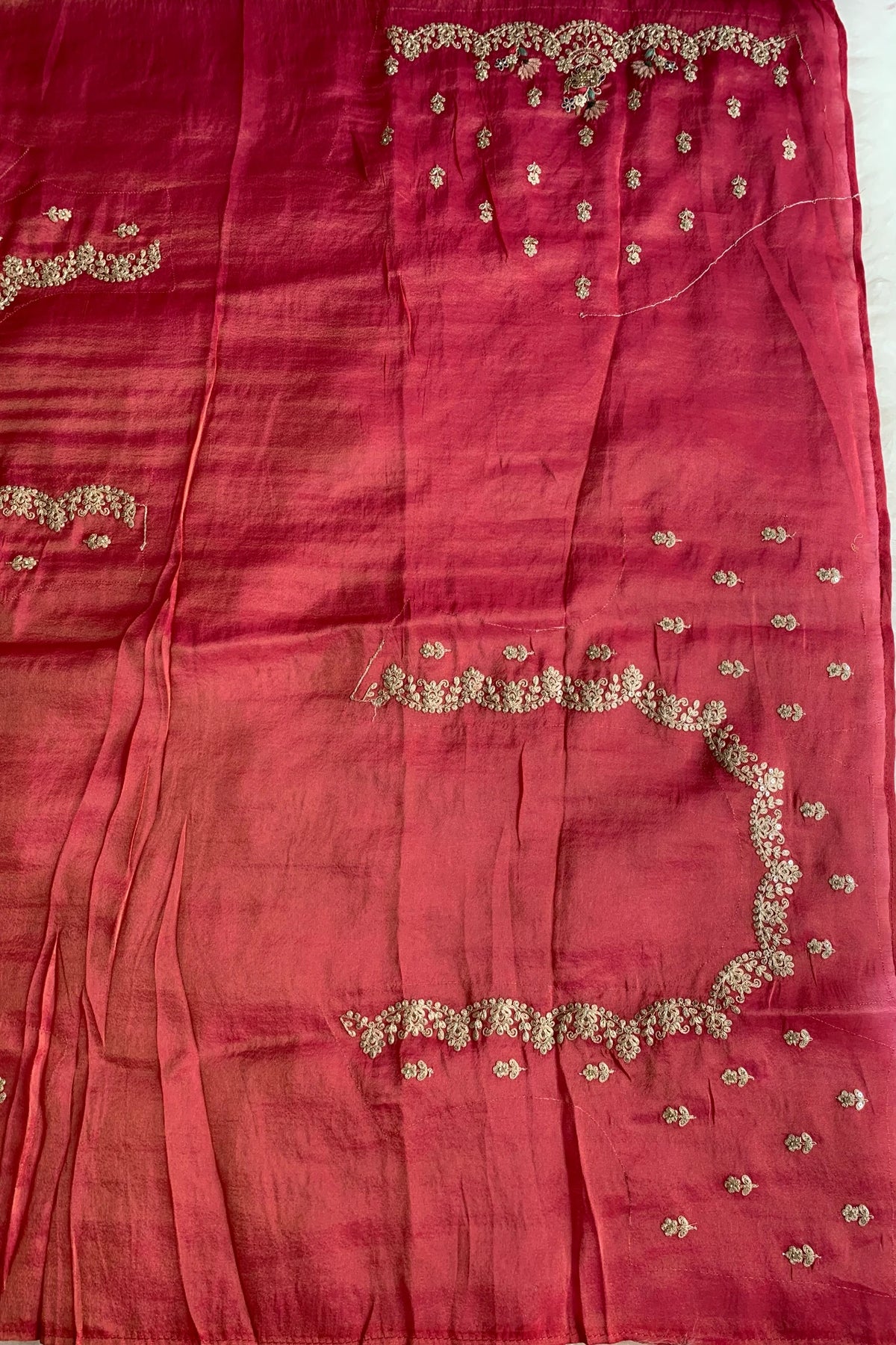 Red Pink Tissue Saree 5777 07