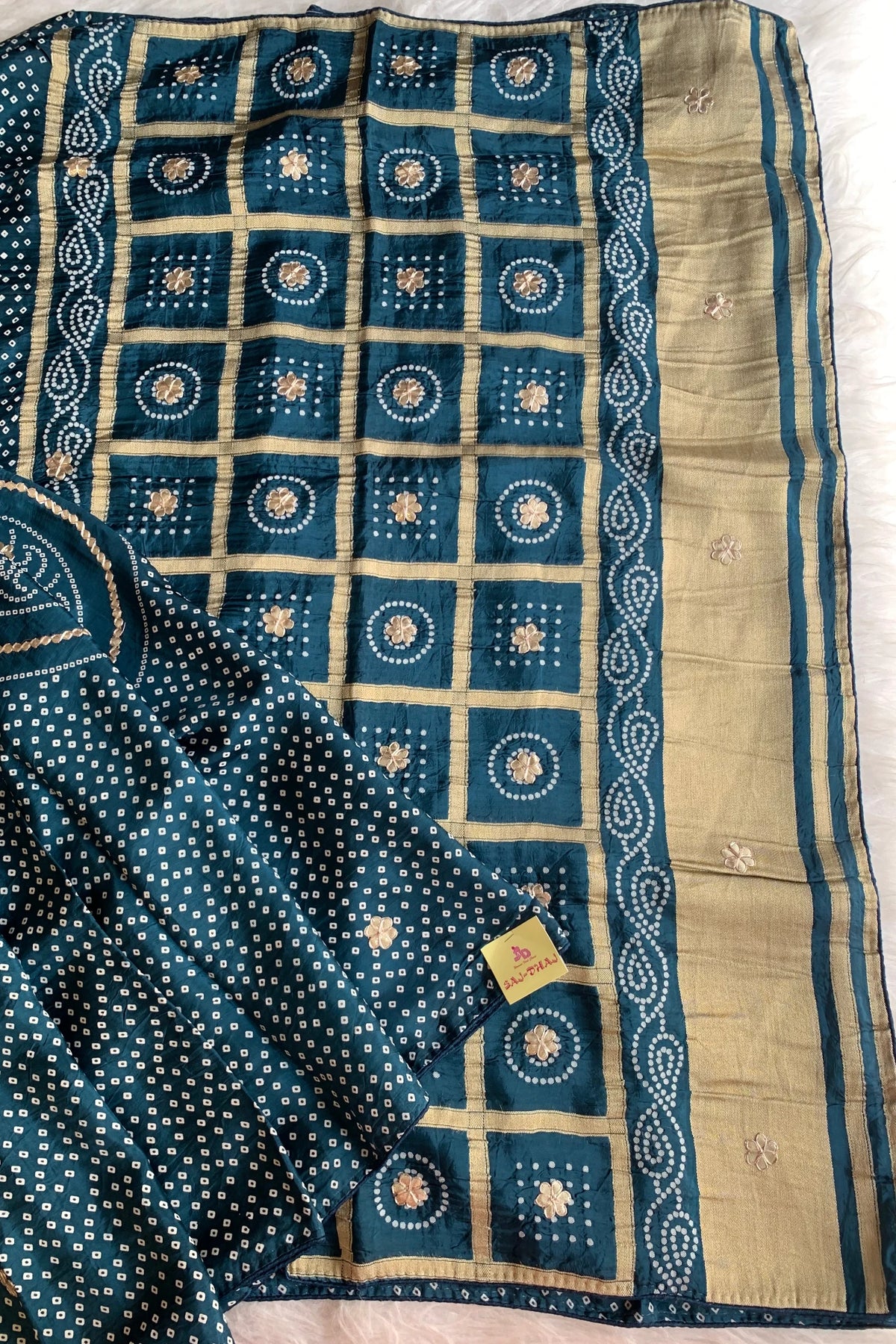 Peacock Blue Russian Silk Saree 5438 01