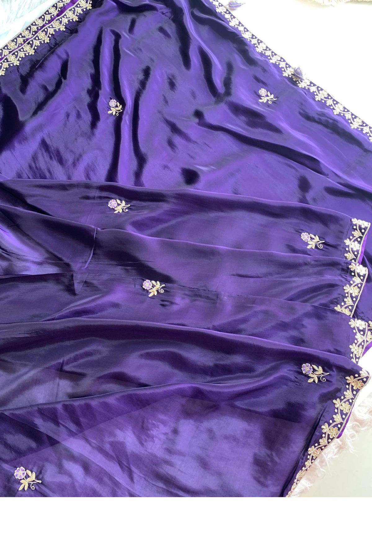 Purple Habutai Silk Saree 5651 22