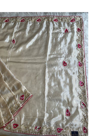 White Russian Silk Saree 5825 03
