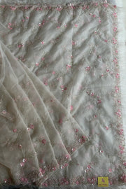 "Alia Bhatt met gala inspired Saree" jaal sequins Design Hand-Embroidered