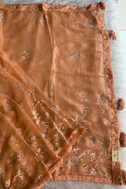 Orange Chinnon Georgette Saree 4201 05
