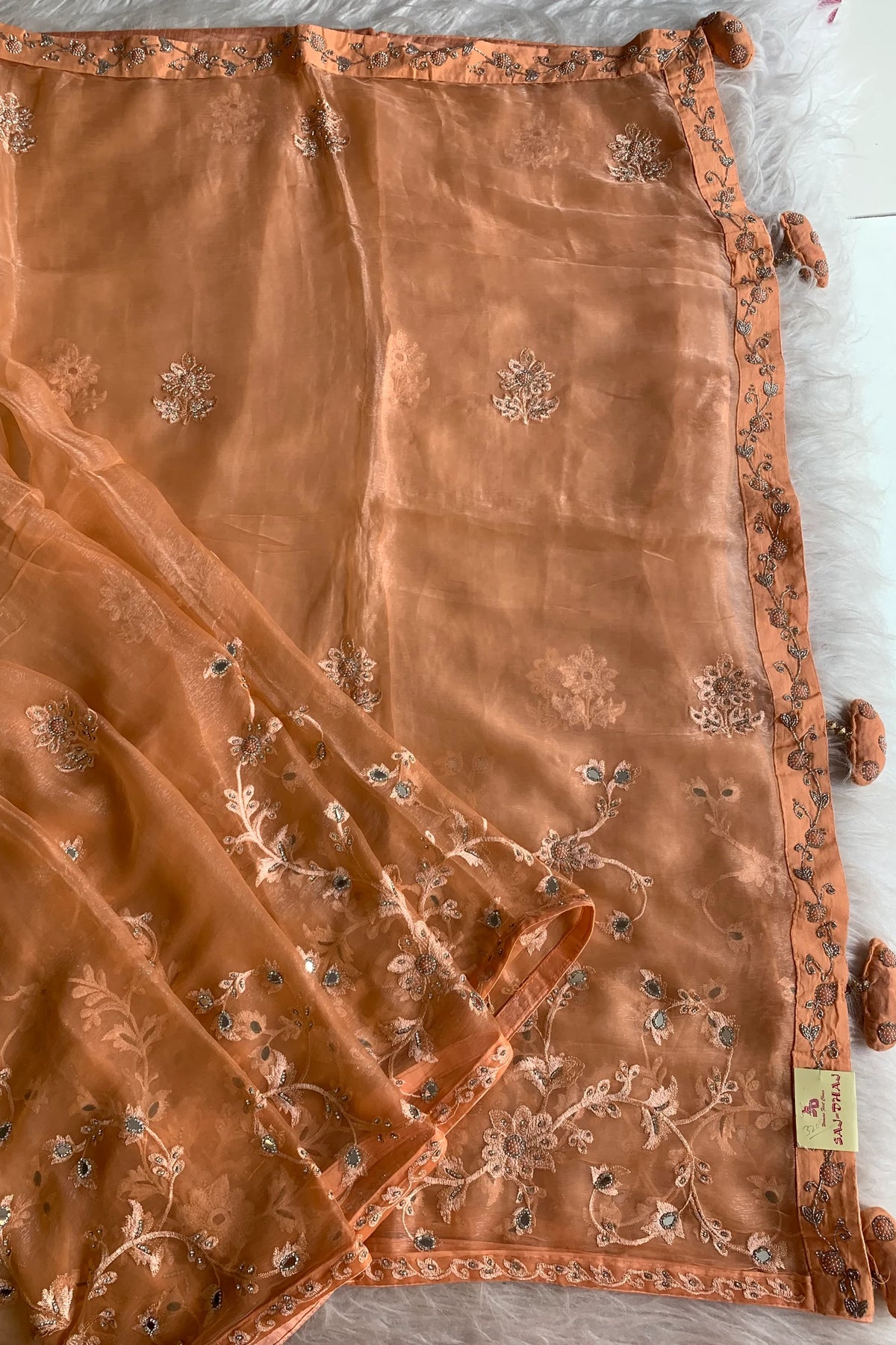 Orange Chinnon Georgette Saree 4201 05