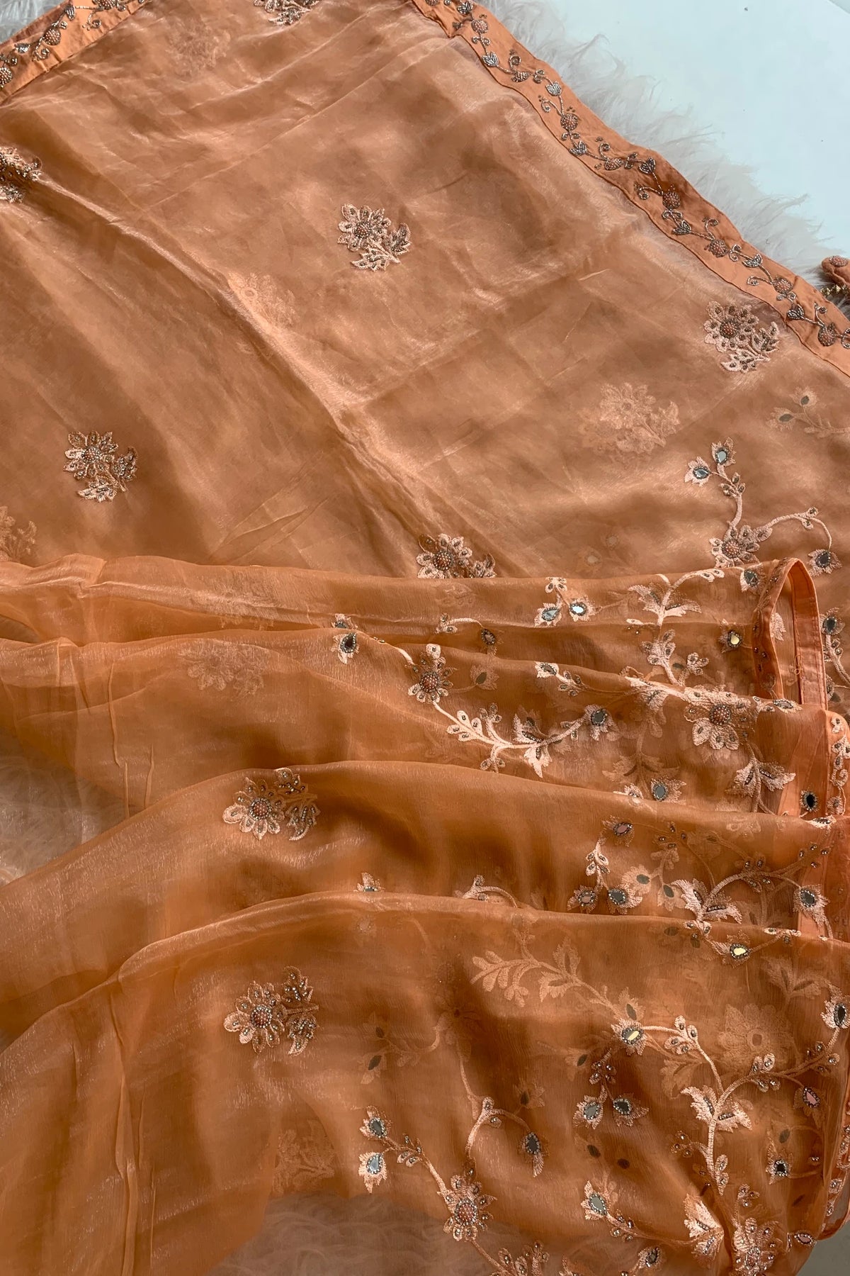 Orange Chinnon Georgette Saree 4201 05