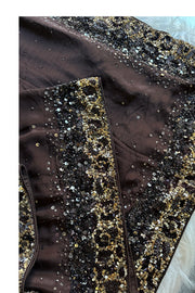 Dark Brown Chinnon Georgette Saree 5759 09