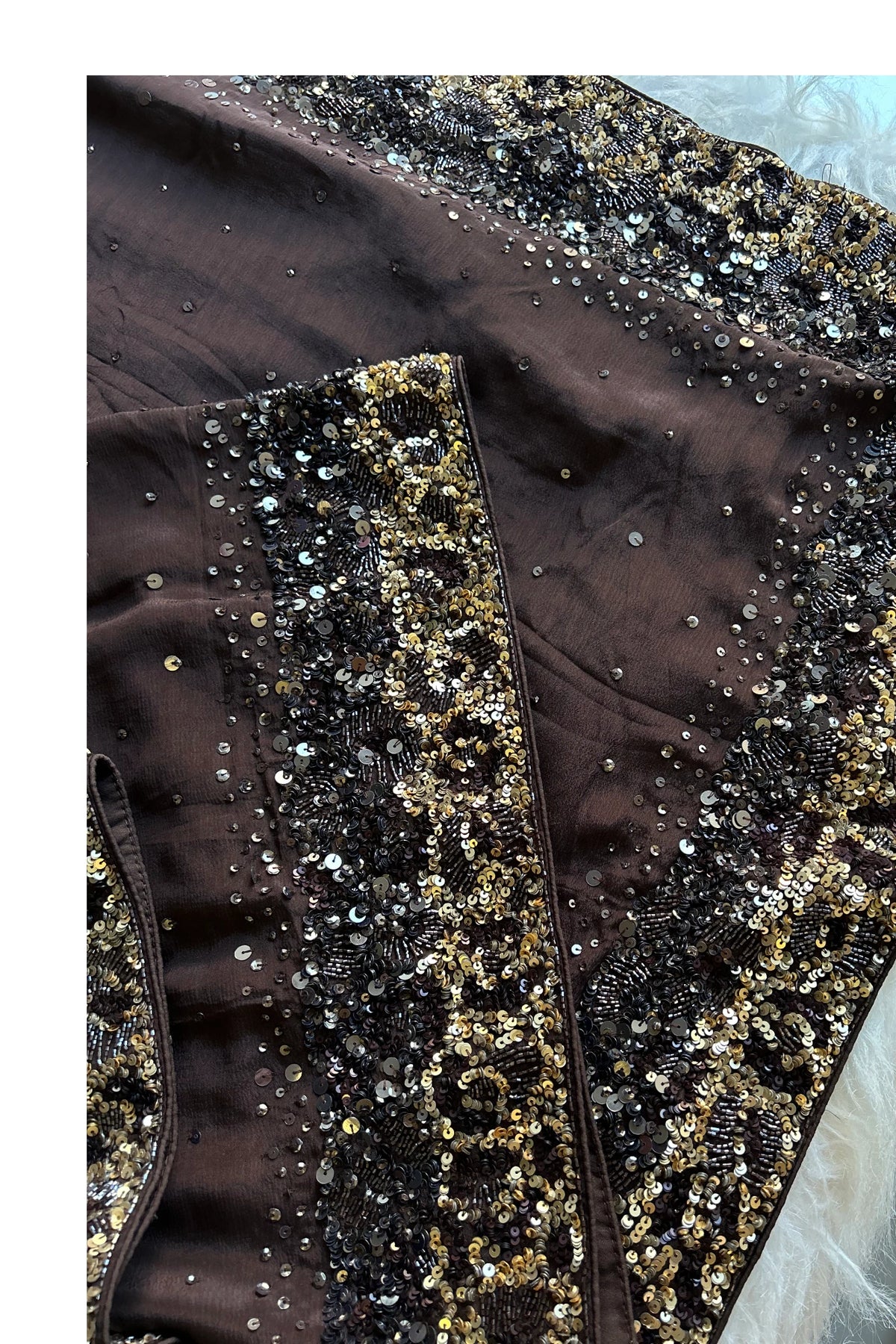 Dark Brown Chinnon Georgette Saree 5759 09