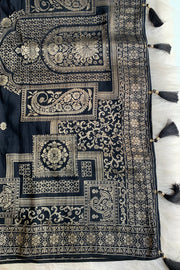 Blue & Black Floral Banarasi Saree 5221 01