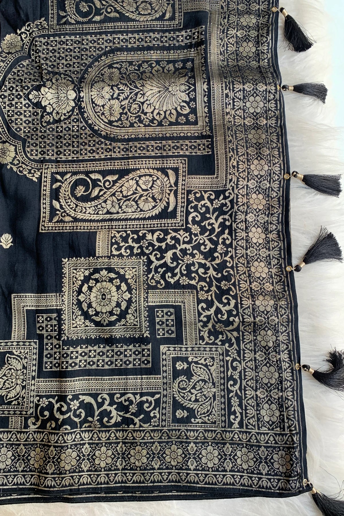 Blue & Black Floral Banarasi Saree 5221 01
