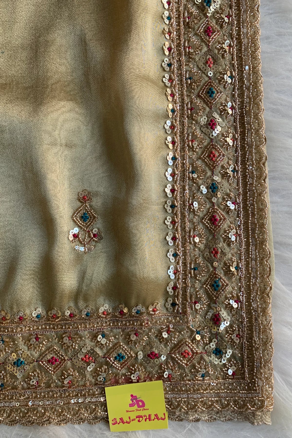 Beige Tissue Saree 5748 02