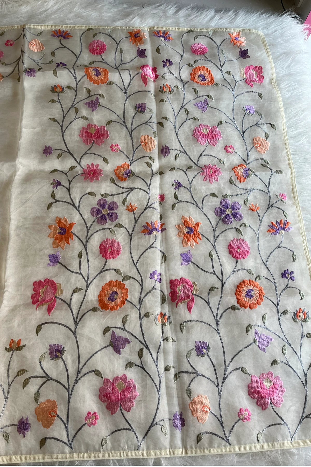 White Kora Organza Saree 5781 10