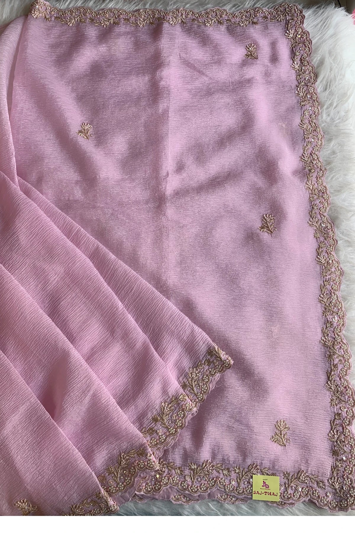 Baby Pink Crush Silk Saree 5165 01