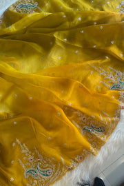 Ombre Mustard Kora Silk Saree 5750 08