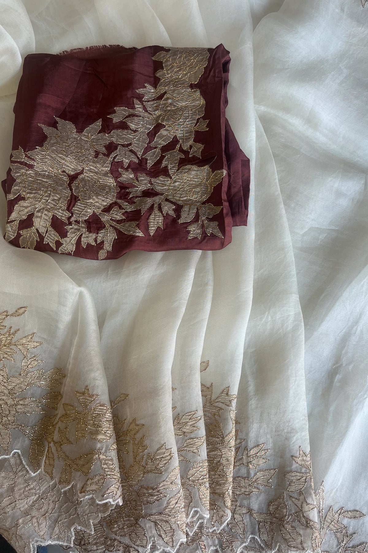 Off White Kora Organza Saree 5818 02