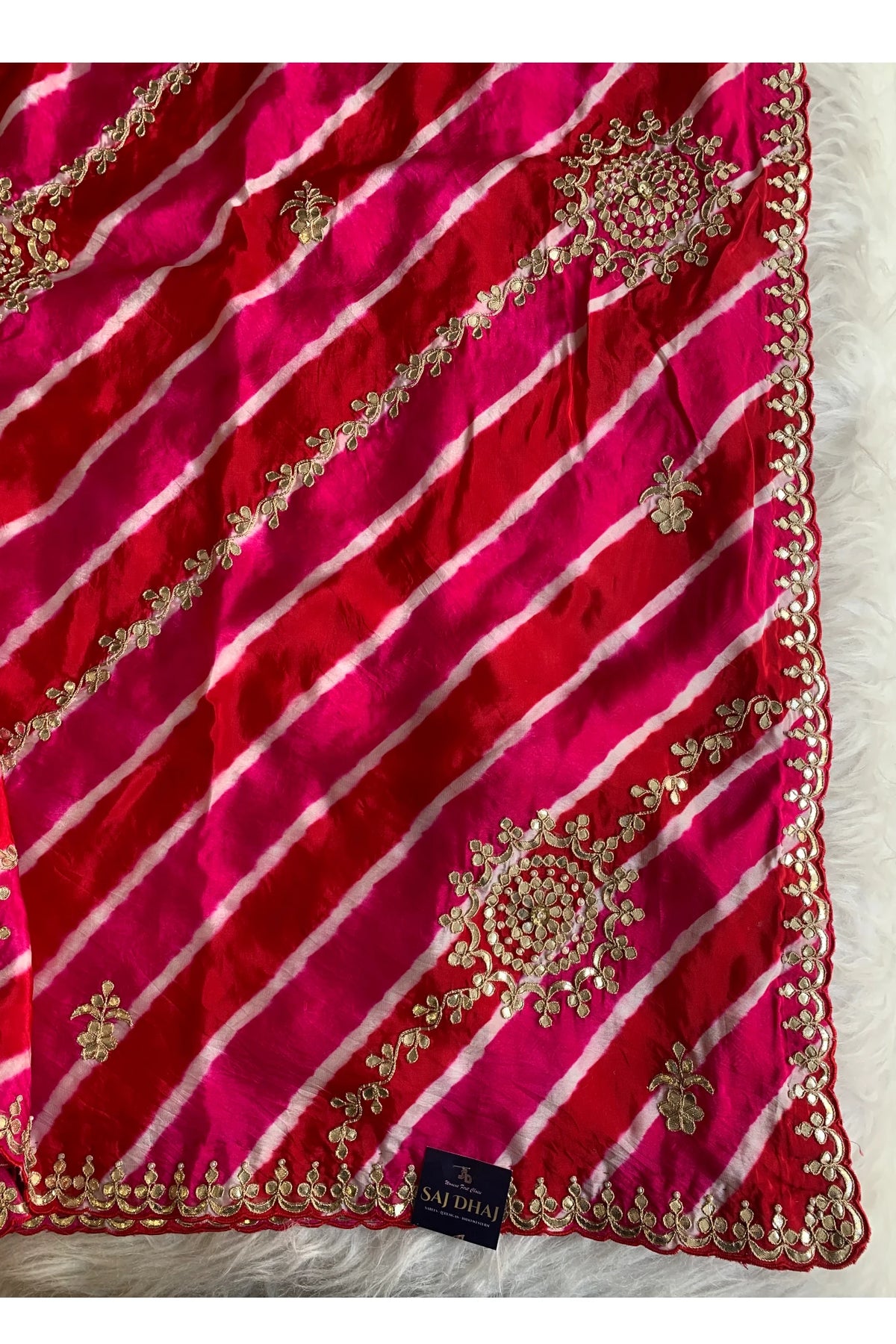 Pink jaal Leheriya Saree 5837 01