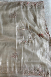 White Embellished Organza Saree 5111 11