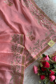 Baby Pink Habutai Silk Saree 5423 06