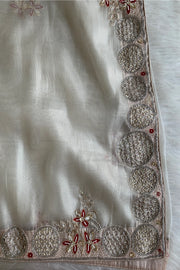 White Embellished Organza Saree 5111 11