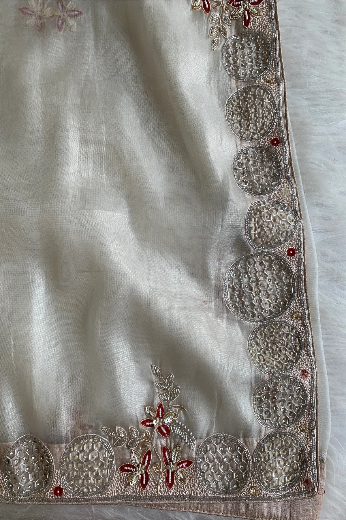 White Embellished Organza Saree 5111 11