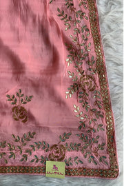 Baby Pink Habutai Silk Saree 5423 06