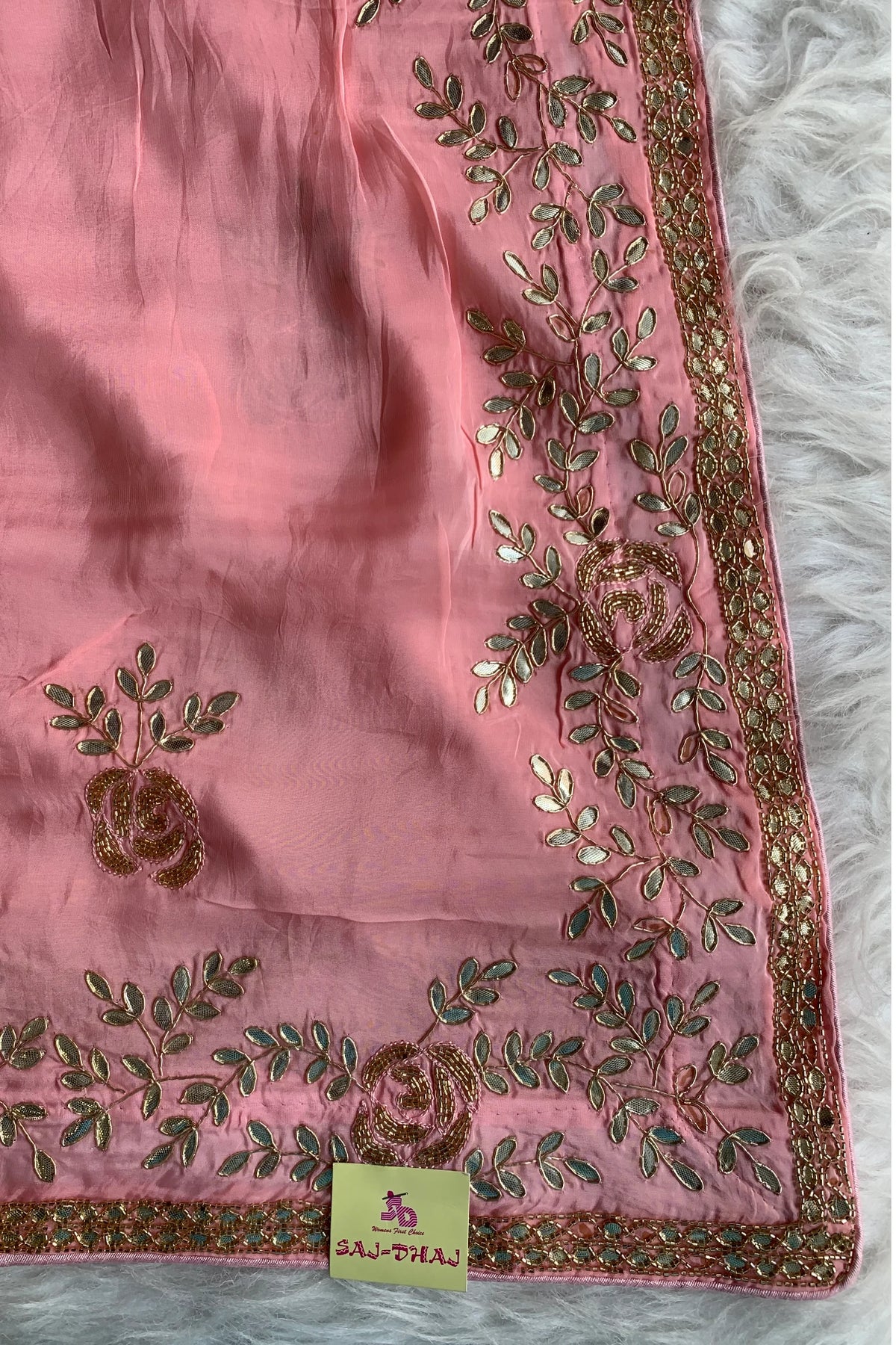 Baby Pink Habutai Silk Saree 5423 06