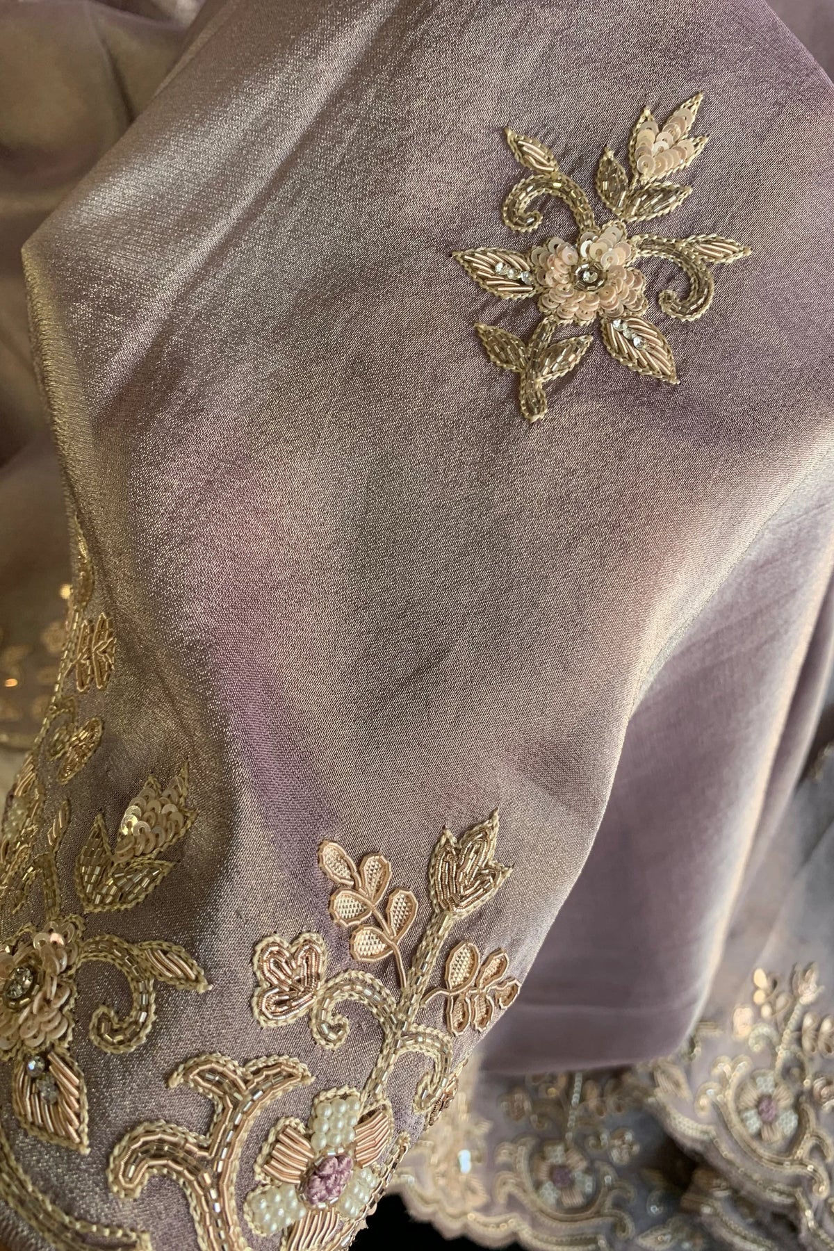 Lilac Aari Embellished Tissue Saree 5760 01