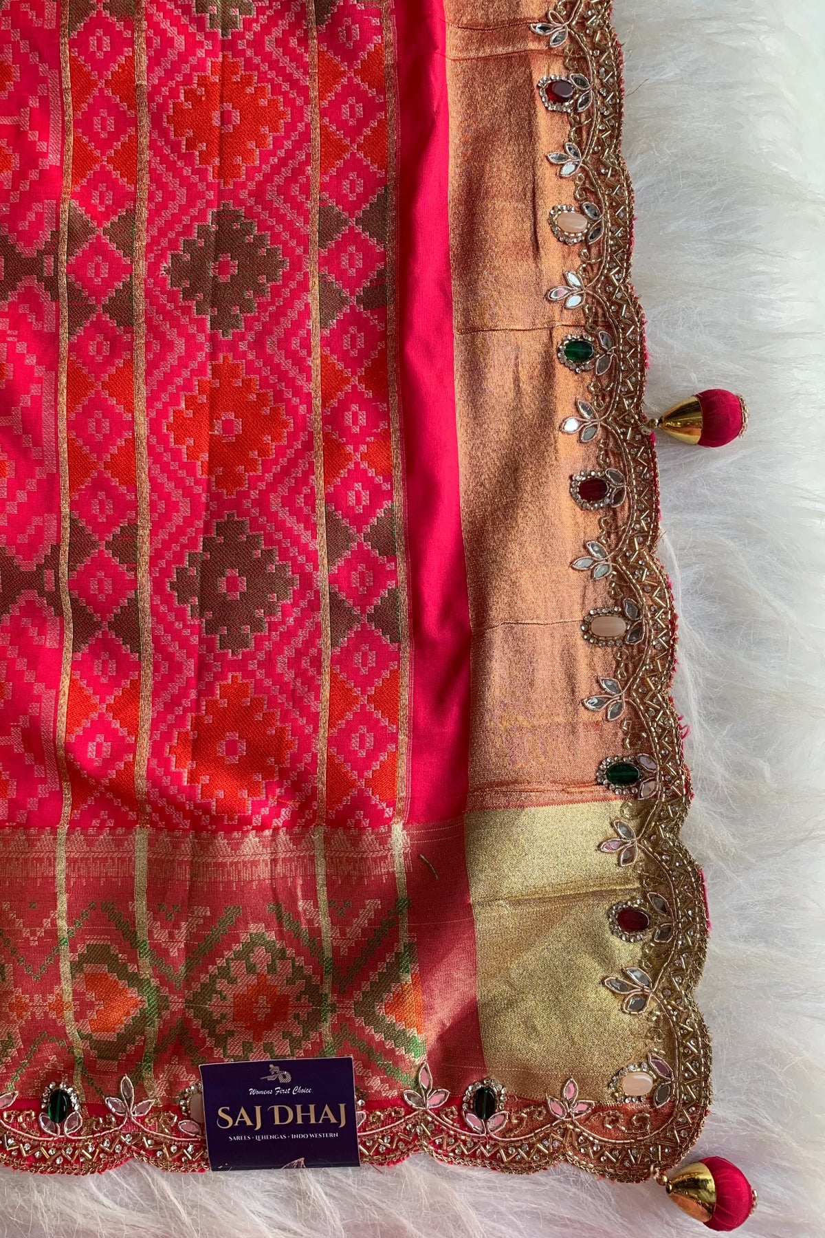 Pink Patola Jewel Work Banarasi Saree 5862 02