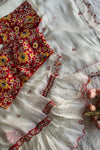 White Pleated Habutai Silk Saree 5001 01