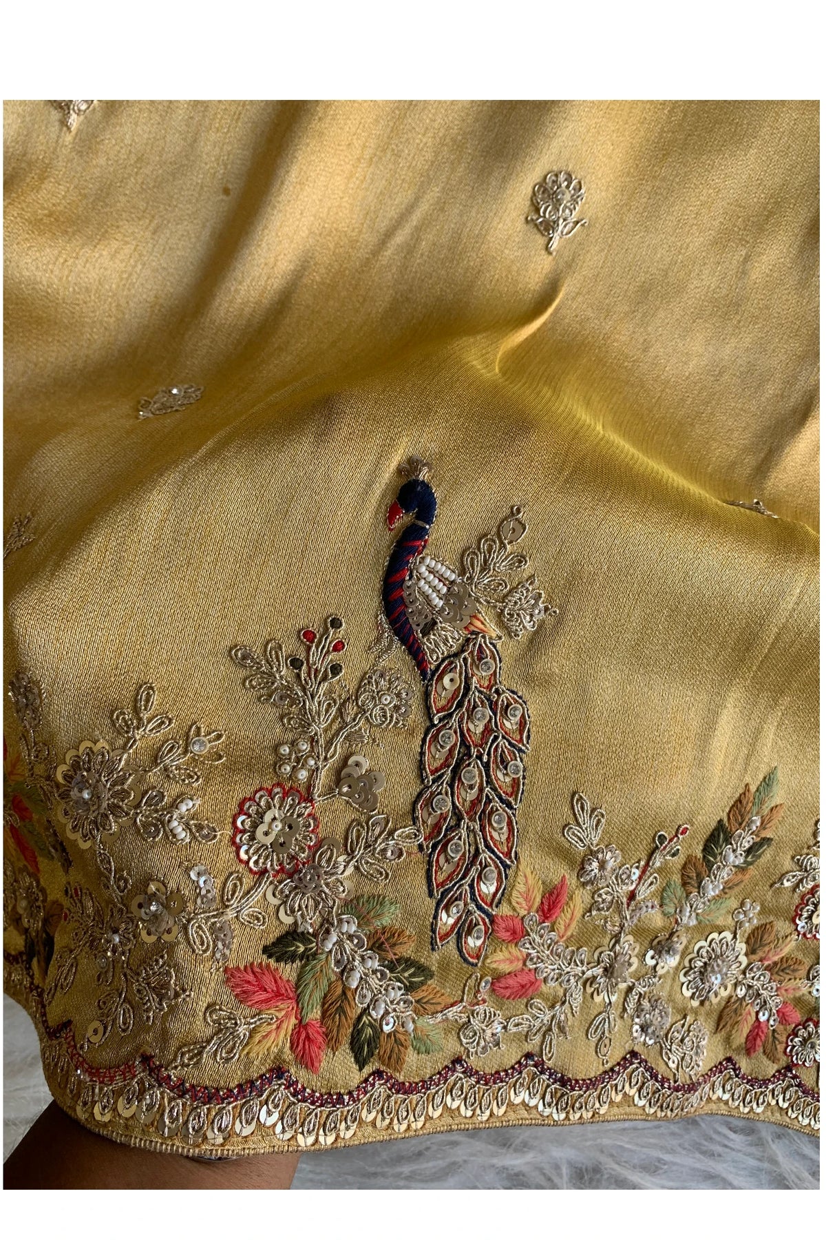 Mustard Yellow Kanchipuram Tissue Saree 5687 18