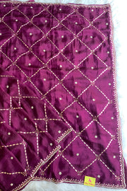 Purple Gota Jaal Habutai Silk Saree 5700 03