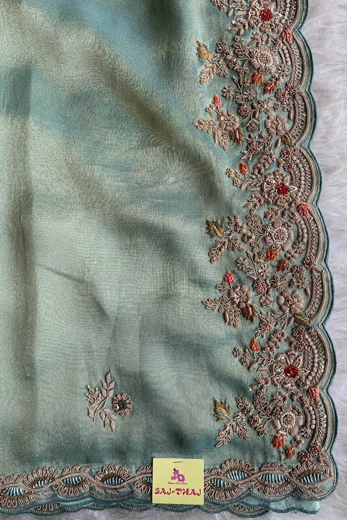 Mint Green Tissue Saree 5664 02