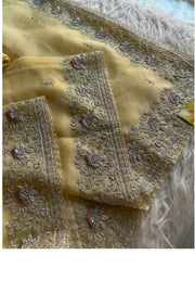 Light Yellow Kora Organza Saree 5750 07
