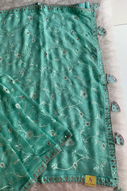 Ice Green Chinnon Georgette Saree 4167 01
