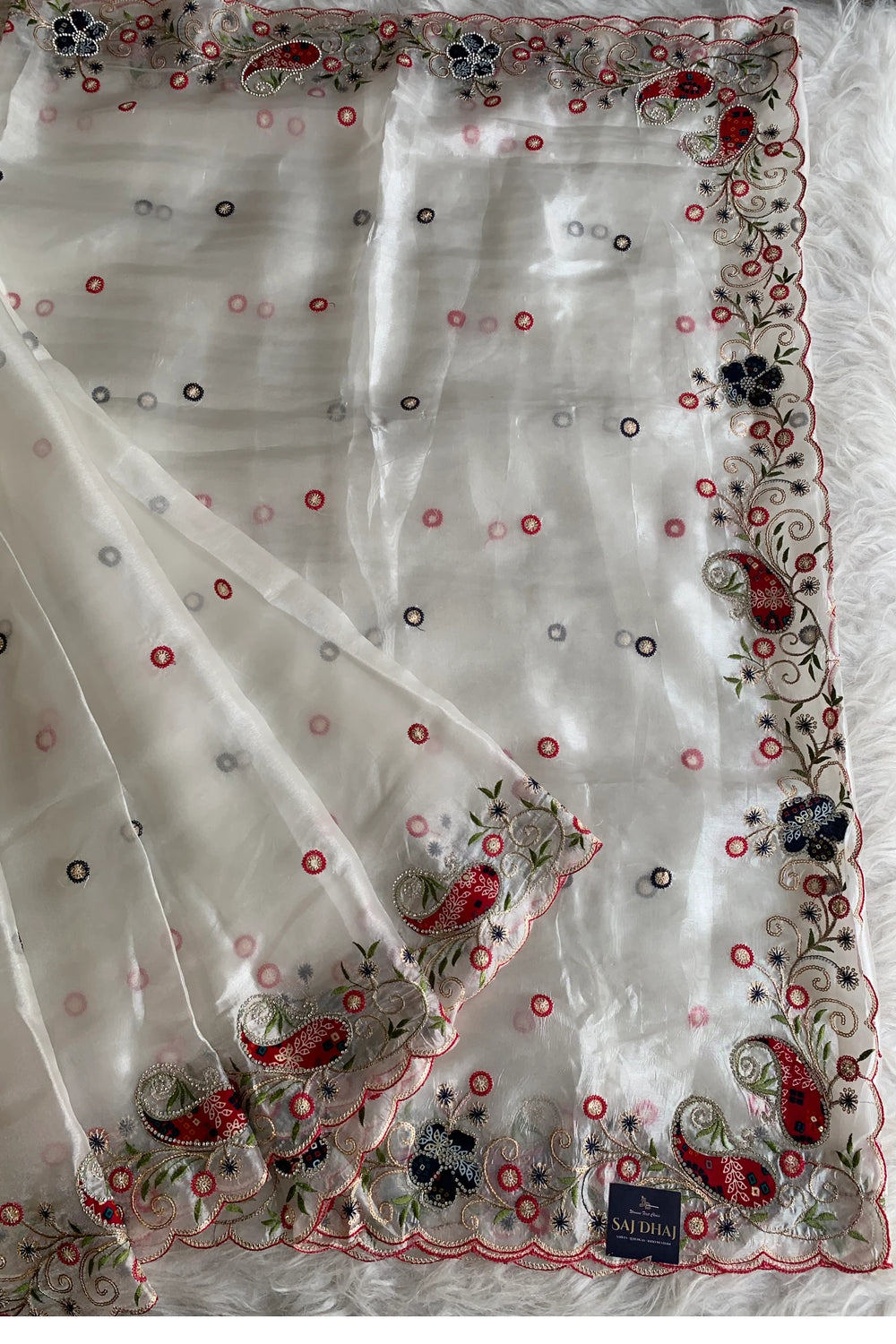 White Glass Tissue Saree 5786 10