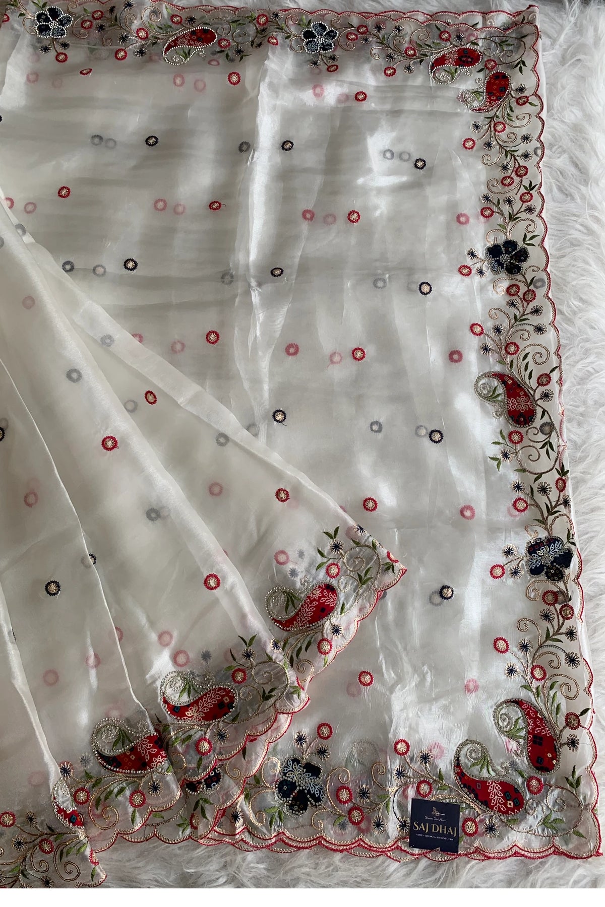 White Glass Tissue Saree 5786 10