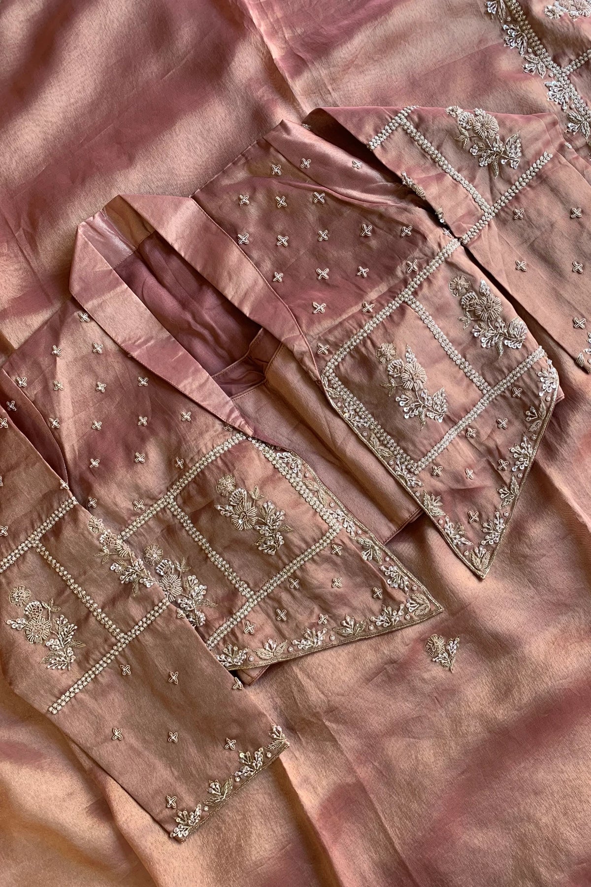 Brick Embellished Tissue Saree 5764 17