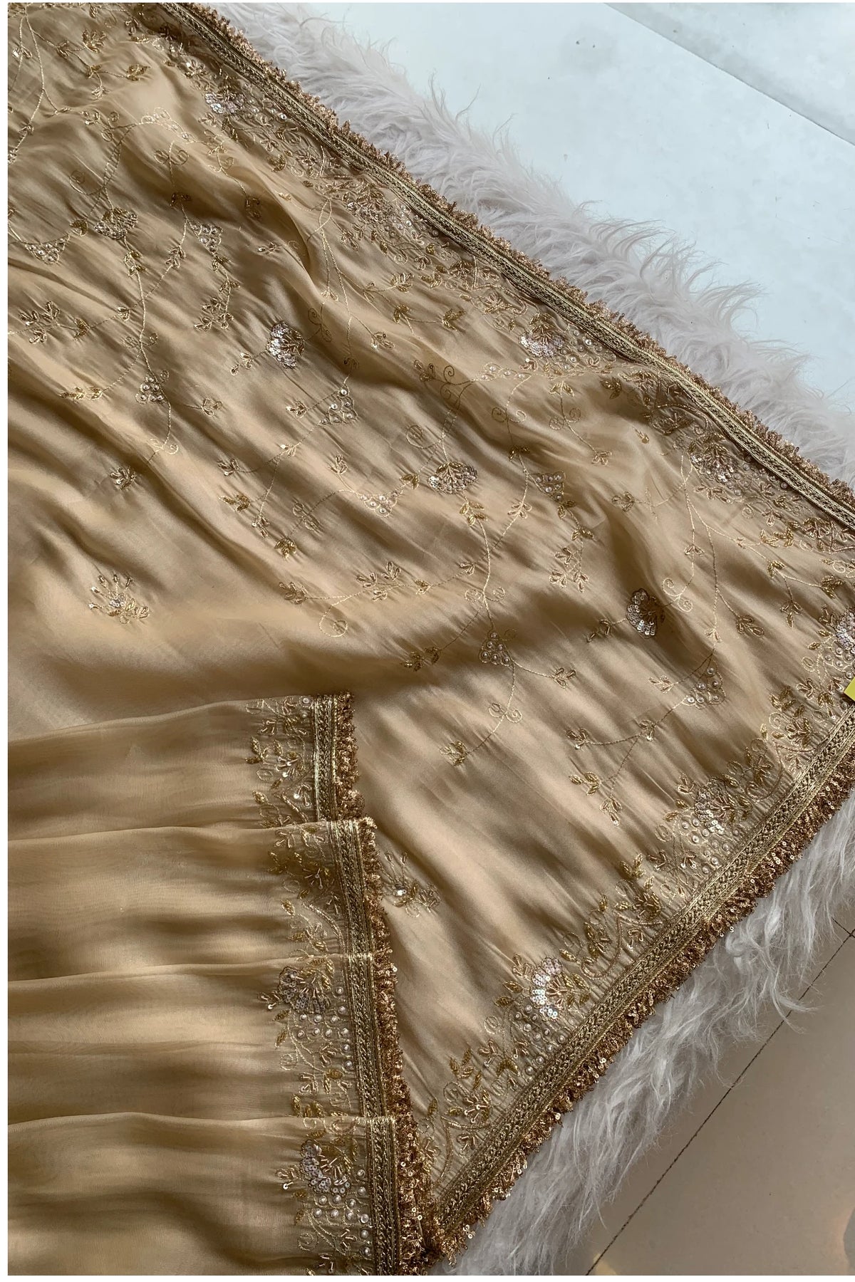 Beige Tissue Organza Saree 5765 07