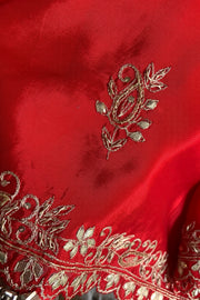 Red Habutai Silk Saree 5700 17