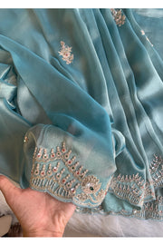 Sea Blue Kanchi Tissue Saree 5526 03